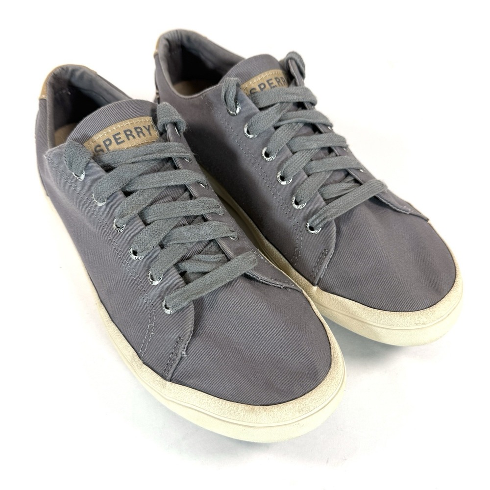 Sperry Canvas Sneakers Mens 8.5W Gray Lace Up Casual Shoes Comfort